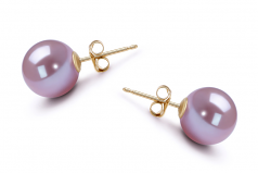 Lavande 9-10mm AAAA-qualité perles d'eau douce-Boucles d'oreilles en perles