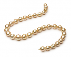 18 pouces Or 10.1-12.5mm Baroque-qualité des Mers du Sud 585/1000 Or Jaune-Collier de perles