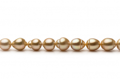 18 pouces Or 10.1-12.5mm Baroque-qualité des Mers du Sud 585/1000 Or Jaune-Collier de perles