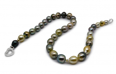16 pouces Multicolore 8-10mm Baroque-qualité de Tahiti 925/1000 Argent-Collier de perles