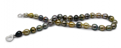 16 pouces Multicolore 8-10mm Baroque-qualité de Tahiti 925/1000 Argent-Collier de perles