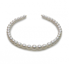 18 pouces Blanc 8.3-14mm Baroque-qualité des Mers du Sud 585/1000 Or Jaune-Collier de perles