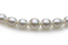 18 pouces Blanc 8.3-14mm Baroque-qualité des Mers du Sud 585/1000 Or Jaune-Collier de perles