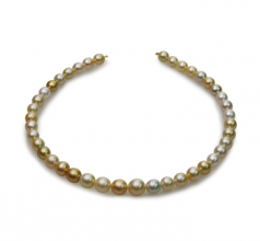 18 pouces Multicolore 8.2-12mm Baroque-qualité des Mers du Sud 585/1000 Or Jaune-Collier de perles