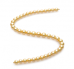 18 pouces Or 9-12mm AA-qualité des Mers du Sud 585/1000 Or Jaune-Collier de perles