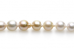 18 pouces Multicolore 10-13mm Baroque-qualité des Mers du Sud 585/1000 Or Jaune-Collier de perles