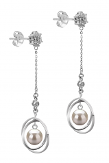 Misha Blanc 6-7mm AA-qualité Akoya du Japon 925/1000 Argent-Boucles d'oreilles en perles