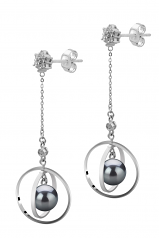 Misha Noir 6-7mm AA-qualité Akoya du Japon 925/1000 Argent-Boucles d'oreilles en perles