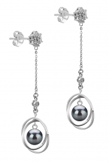 Misha Noir 6-7mm AA-qualité Akoya du Japon 925/1000 Argent-Boucles d'oreilles en perles