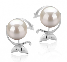 Misha Blanc 7-8mm AA-qualité Akoya du Japon 925/1000 Argent-Boucles d'oreilles en perles