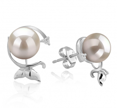 Misha Blanc 7-8mm AA-qualité Akoya du Japon 925/1000 Argent-Boucles d'oreilles en perles