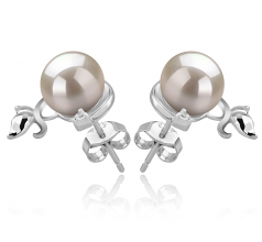 Misha Blanc 7-8mm AA-qualité Akoya du Japon 925/1000 Argent-Boucles d'oreilles en perles