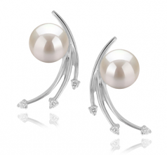 Rosie Blanc 6-7mm AA-qualité Akoya du Japon 925/1000 Argent-Boucles d'oreilles en perles