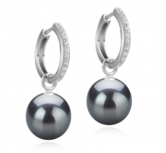 Rosalind Noir 10-11mm AAA-qualité de Tahiti 925/1000 Argent-Boucles d'oreilles en perles