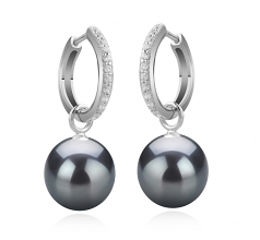 Rosalind Noir 10-11mm AAA-qualité de Tahiti 925/1000 Argent-Boucles d'oreilles en perles