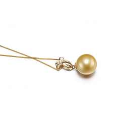 Monica Or 10-11mm AAA-qualité des Mers du Sud 585/1000 Or Jaune-pendentif en perles