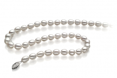 Laisser tomber Blanc 8.5-9.5mm AA-qualité perles d'eau douce 925/1000 Argent-Collier de perles