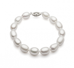 Laisser tomber Blanc 8.5-9.5mm AA-qualité perles d'eau douce 925/1000 Argent-Bracelet de perles