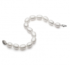 Laisser tomber Blanc 8.5-9.5mm AA-qualité perles d'eau douce 925/1000 Argent-Bracelet de perles