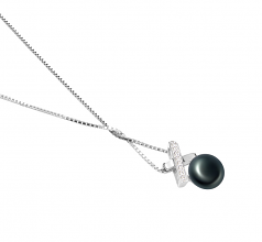 Klarita Noir 7-8mm AAA-qualité perles d'eau douce 925/1000 Argent-pendentif en perles