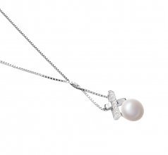 Klarita Blanc 7-8mm AAA-qualité perles d'eau douce 925/1000 Argent-pendentif en perles