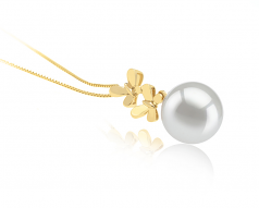 Barbara Blanc 10-11mm AAA-qualité des Mers du Sud 585/1000 Or Jaune-pendentif en perles