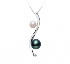 Elida Multicolore 5-8mm AA-qualité perles d'eau douce 925/1000 Argent-pendentif en perles