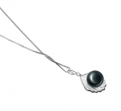 Coquille Noir 7-8mm AA-qualité perles d'eau douce 925/1000 Argent-pendentif en perles