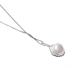 Coquille Blanc 7-8mm AA-qualité perles d'eau douce 925/1000 Argent-pendentif en perles