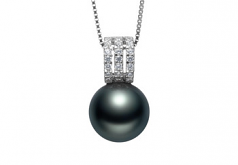 Colette Noir 12-13mm AAA-qualité de Tahiti 925/1000 Argent-pendentif en perles