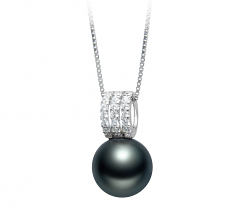 Colette Noir 12-13mm AAA-qualité de Tahiti 925/1000 Argent-pendentif en perles