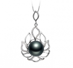 Calida Noir 12-13mm AAA-qualité de Tahiti 925/1000 Argent-pendentif en perles