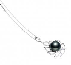 Calida Noir 12-13mm AAA-qualité de Tahiti 925/1000 Argent-pendentif en perles