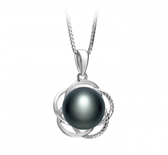 Bobbie Noir 9-10mm AA-qualité perles d'eau douce 925/1000 Argent-pendentif en perles
