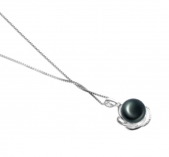 Bobbie Noir 9-10mm AA-qualité perles d'eau douce 925/1000 Argent-pendentif en perles