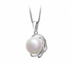 Bobbie Blanc 9-10mm AA-qualité perles d'eau douce 925/1000 Argent-pendentif en perles