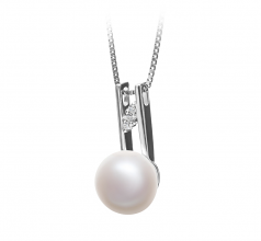 Hiriko Blanc 9-10mm AA-qualité perles d'eau douce 925/1000 Argent-pendentif en perles