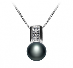 Alina Noir 8-9mm AAA-qualité perles d'eau douce 925/1000 Argent-pendentif en perles