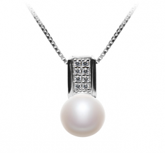 Alina Blanc 8-9mm AAA-qualité perles d'eau douce 925/1000 Argent-pendentif en perles