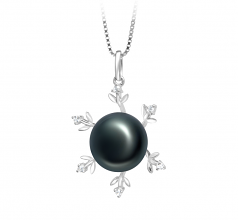 Mohamed Noir 12-13mm AA-qualité perles d'eau douce 925/1000 Argent-pendentif en perles