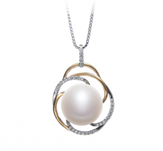 Zina Blanc 12-13mm AA-qualité perles d'eau douce 925/1000 Argent-pendentif en perles