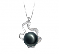 Oceane Noir 12-13mm AA-qualité perles d'eau douce 925/1000 Argent-pendentif en perles