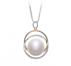 Judith Blanc 12-13mm AA-qualité perles d'eau douce 925/1000 Argent-pendentif en perles