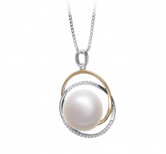 Judith Blanc 12-13mm AA-qualité perles d'eau douce 925/1000 Argent-pendentif en perles