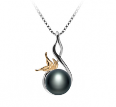 Hester Noir 8-9mm AAA-qualité perles d'eau douce 925/1000 Argent-pendentif en perles