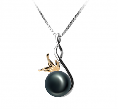 Hester Noir 8-9mm AAA-qualité perles d'eau douce 925/1000 Argent-pendentif en perles