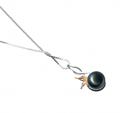 Hester Noir 8-9mm AAA-qualité perles d'eau douce 925/1000 Argent-pendentif en perles