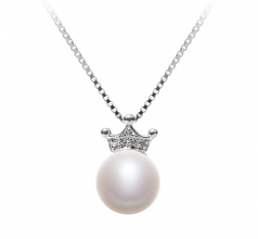Crown Blanc 8-9mm AAA-qualité perles d'eau douce 925/1000 Argent-pendentif en perles