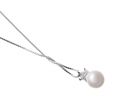 Crown Blanc 8-9mm AAA-qualité perles d'eau douce 925/1000 Argent-pendentif en perles