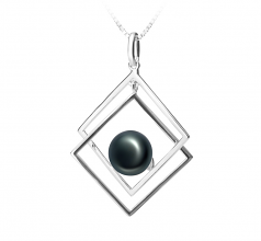 Lilian Noir 8-9mm AAA-qualité perles d'eau douce 925/1000 Argent-pendentif en perles